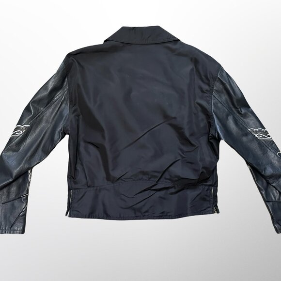 Vintage 90s Venus Art Embroidered Leather Motorcycle Jacket M/L - Picture 4 of 4